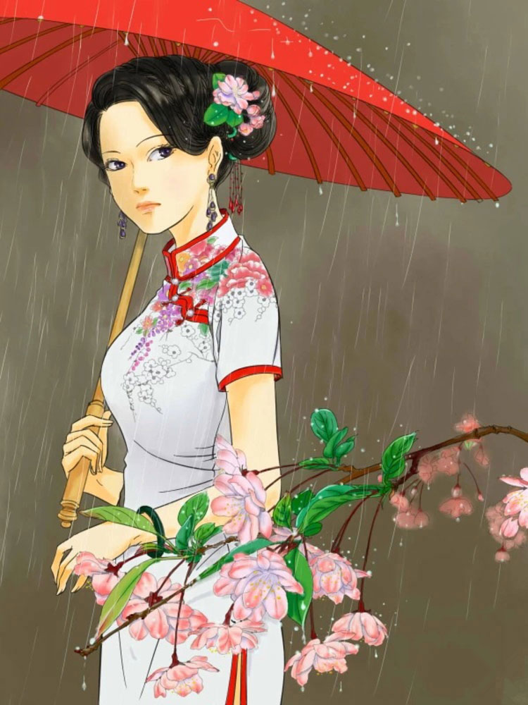 家佳樂文學(xué)美女手繪插畫圖片，五款唯美古風(fēng)人物