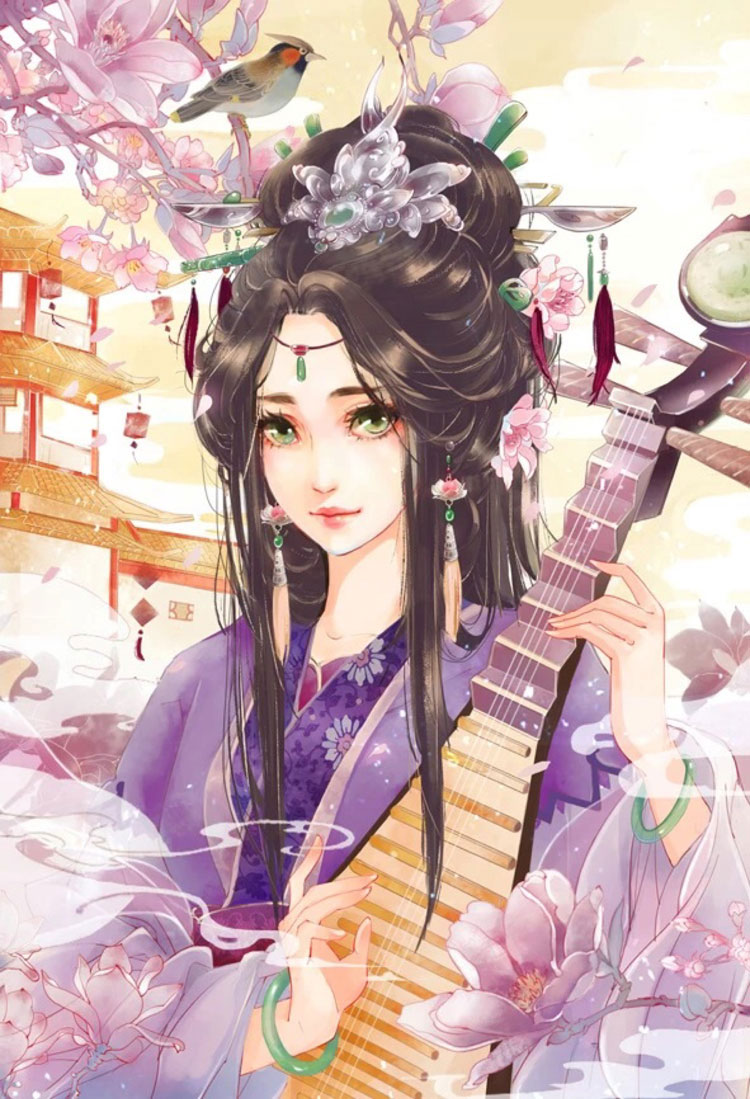 家佳樂文學(xué)美女手繪插畫圖片，五款唯美古風(fēng)人物