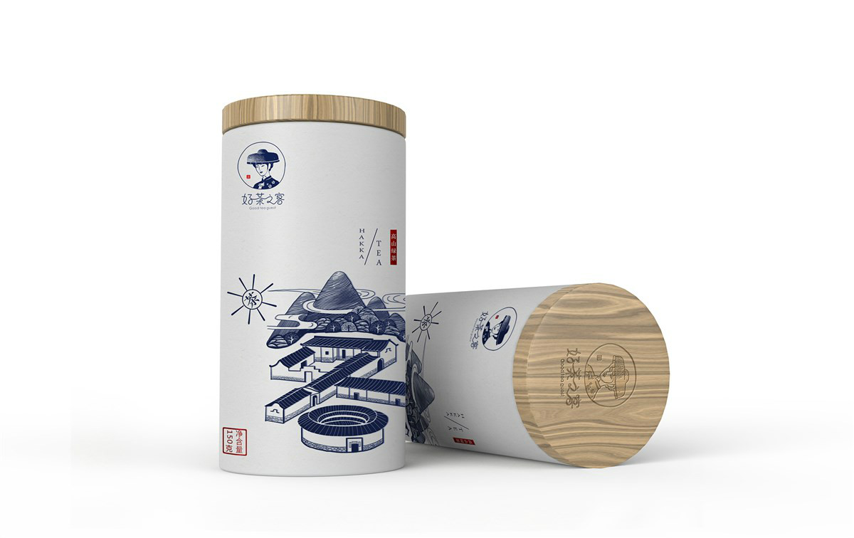 古風(fēng)福建土樓插畫(huà)茶葉包裝設(shè)計(jì)