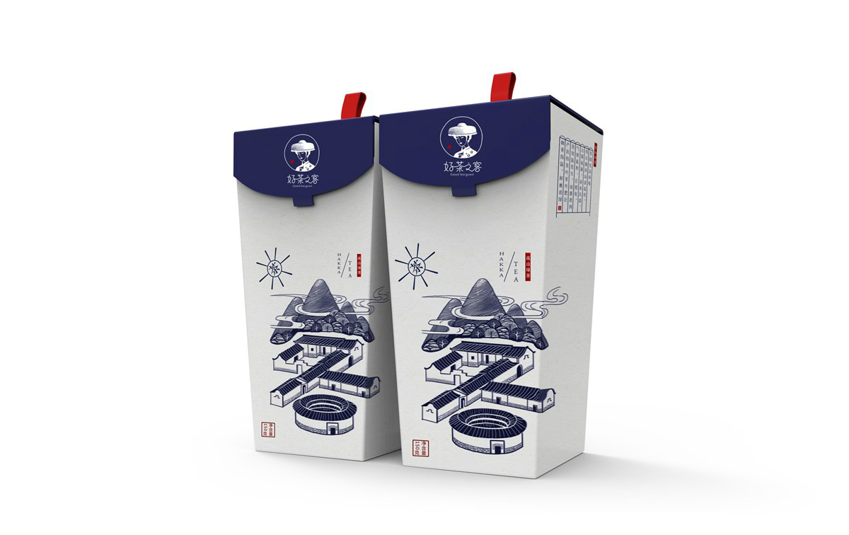 古風(fēng)福建土樓插畫(huà)茶葉包裝設(shè)計(jì)