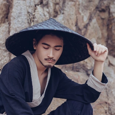 霸氣帶斗笠男生頭像，唯美古風(fēng)真人頭像