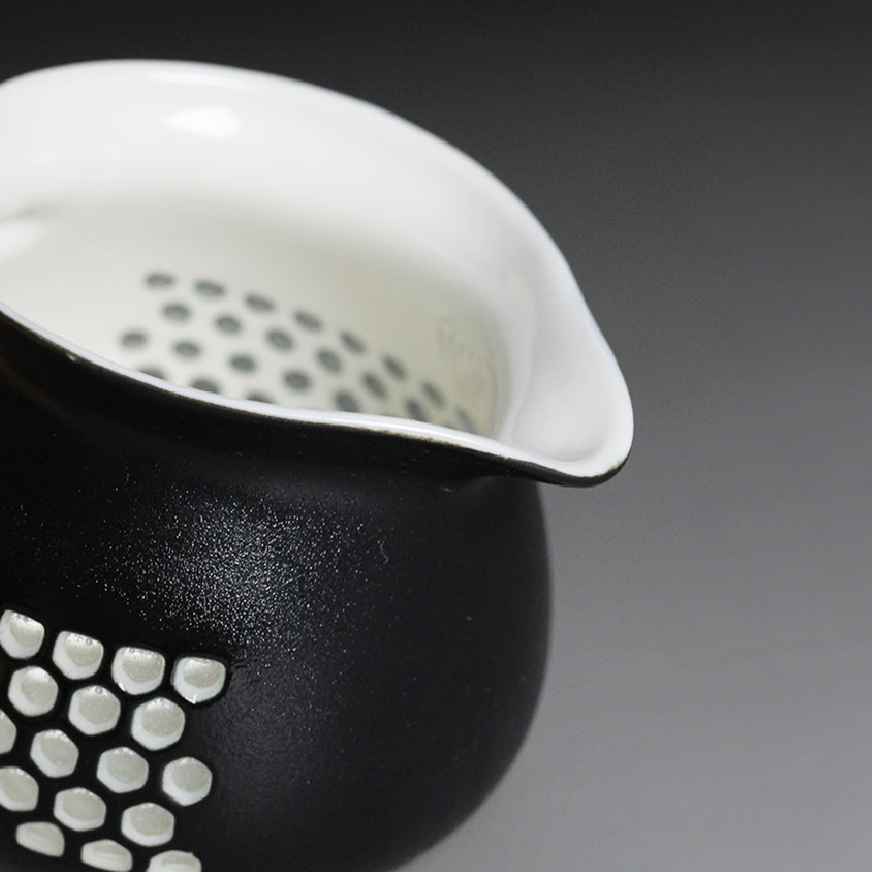 黑白蜂巢茶海，簡約粗陶功夫茶具