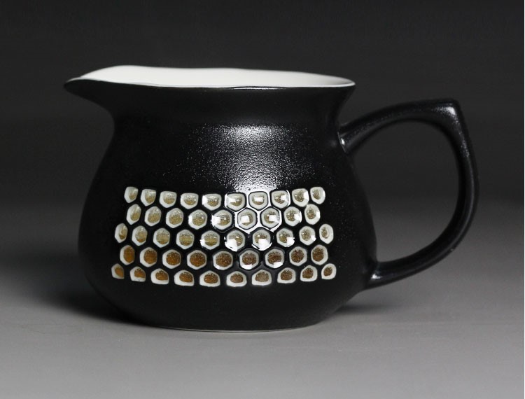 黑白蜂巢茶海，簡約粗陶功夫茶具