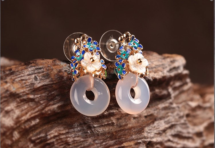 家佳樂文學(xué)耳釘瑪瑙平安扣耳墜耳環(huán)