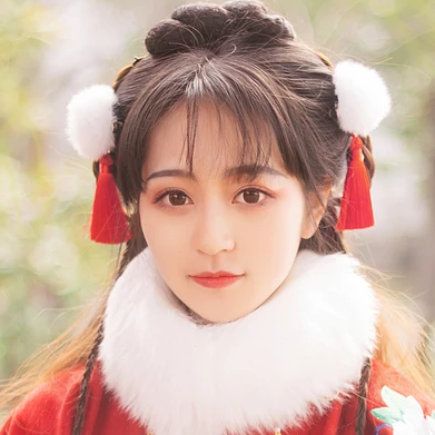 俏皮可愛帶折扇女生頭像，唯美古風(fēng)真人頭像