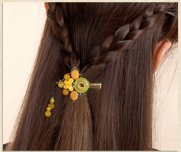 蝶戀情緣發(fā)夾：黃色別致古風(fēng)發(fā)夾頭飾
