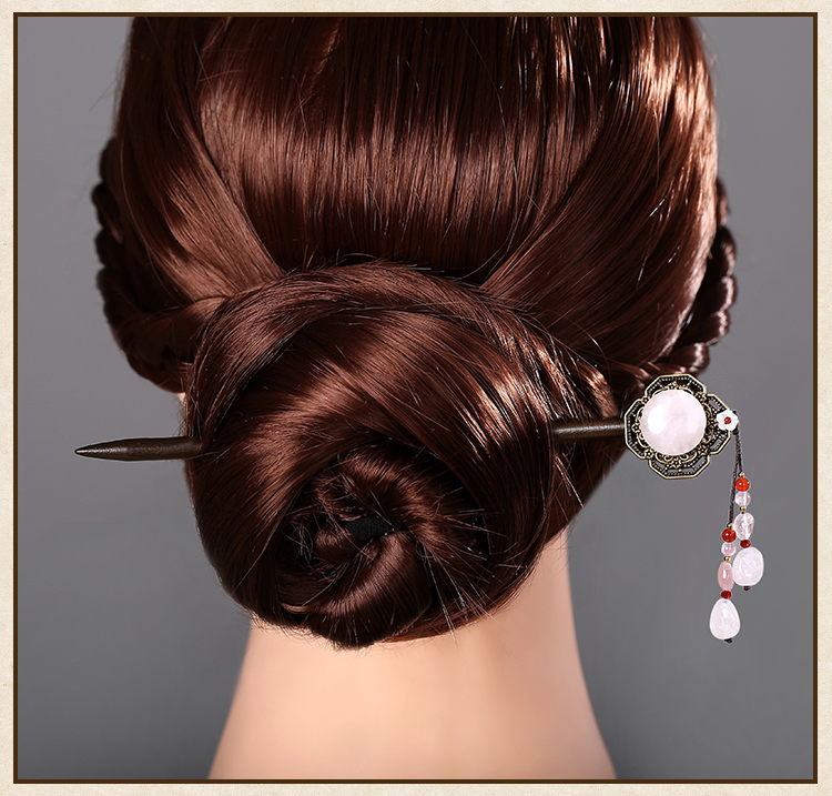 古風(fēng)淑女公主流蘇珠釵，岫玉發(fā)釵發(fā)簪頭飾
