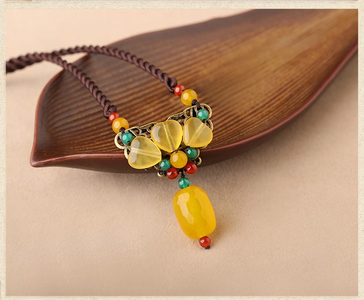 黃色古風鎖骨鏈，氣質(zhì)復古項鏈首飾