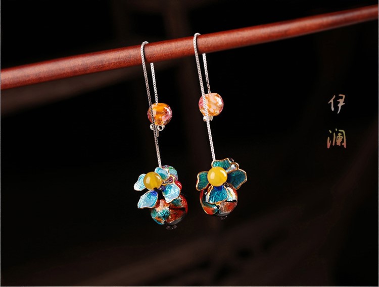 清新家佳樂文學(xué)耳墜，詩意銀線耳環(huán)首飾