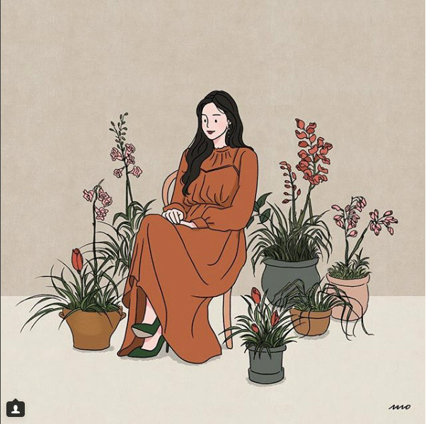 姑娘精致生活手繪插畫，唯美小清新插畫圖片