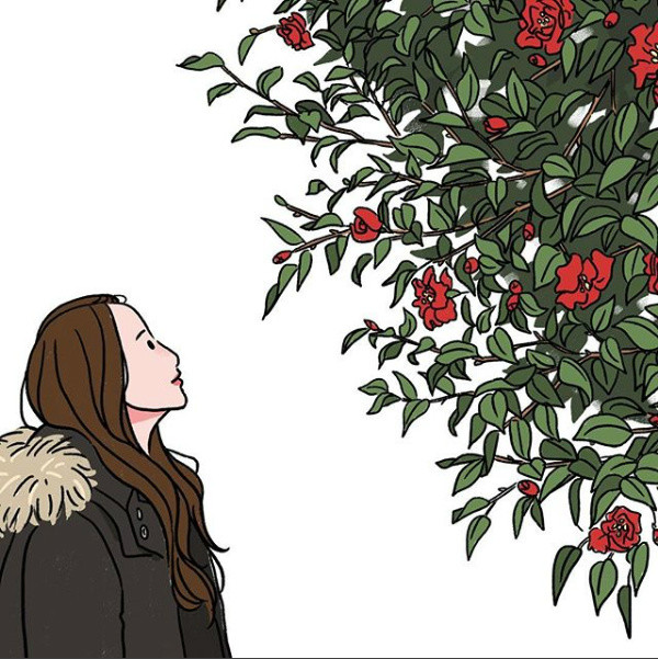 姑娘精致生活手繪插畫，唯美小清新插畫圖片