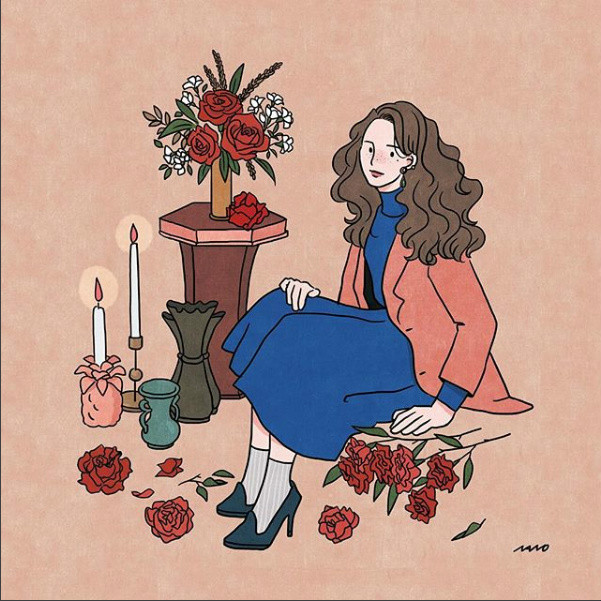 姑娘精致生活手繪插畫，唯美小清新插畫圖片