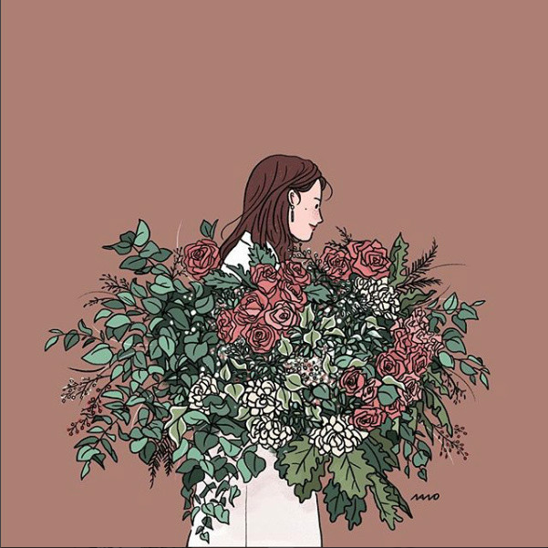 姑娘精致生活手繪插畫，唯美小清新插畫圖片