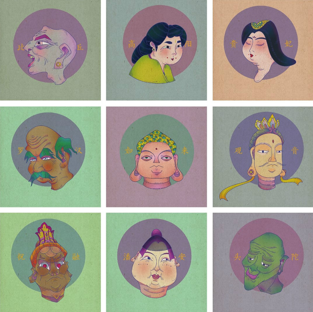 眾生相手繪插畫，風(fēng)格迥異人物頭像插畫圖片