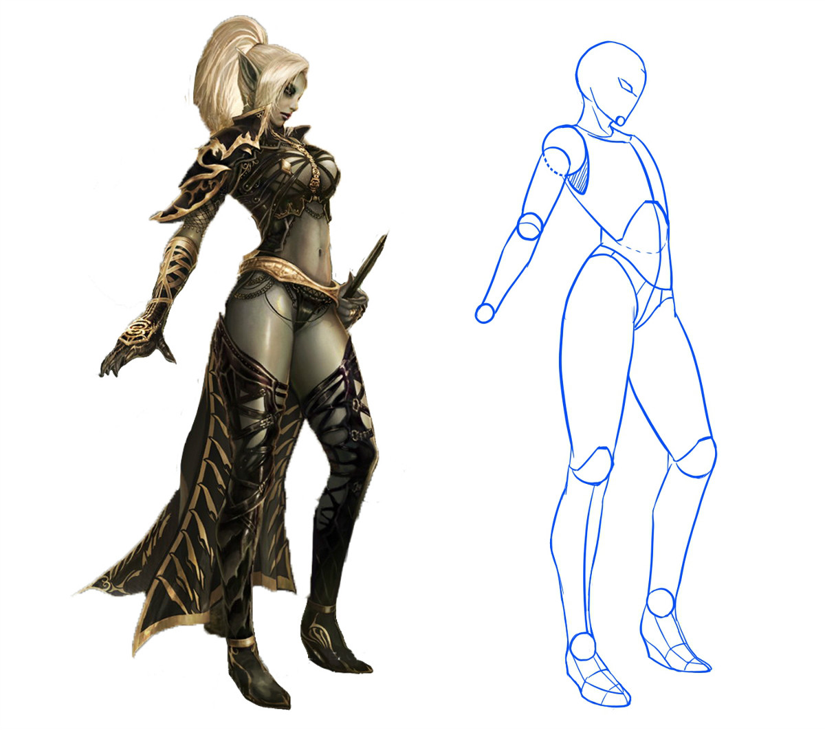 動漫人物圖片，動漫人體結(jié)構(gòu)骨骼提煉線稿