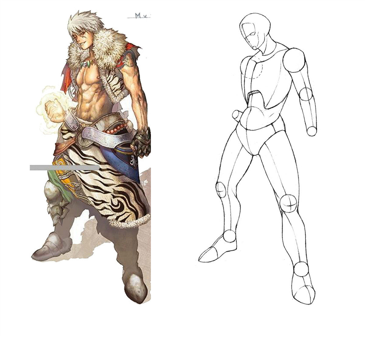 動漫人物圖片，動漫人體結(jié)構(gòu)骨骼提煉線稿