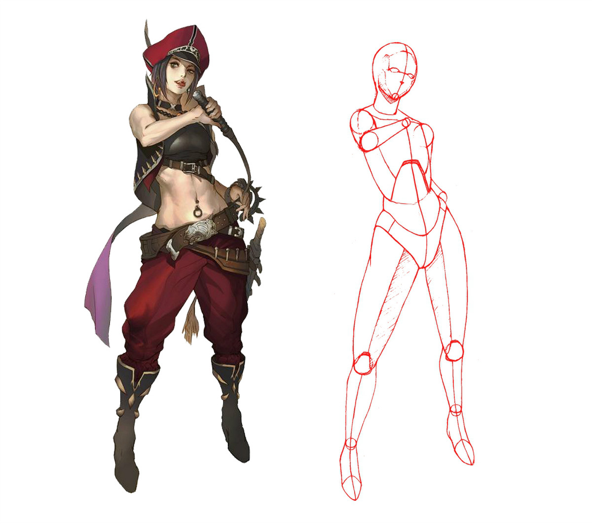 動漫人物圖片，動漫人體結構骨骼提煉線稿