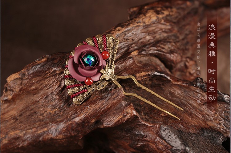 時尚生動扇形發(fā)簪，古典浪漫發(fā)釵頭飾