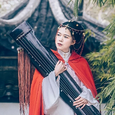 木蘭花開帶琴女生頭像，唯美古風(fēng)真人頭像