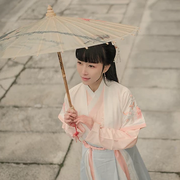 清新帶傘粉色披風(fēng)女生頭像，唯美古風(fēng)頭像