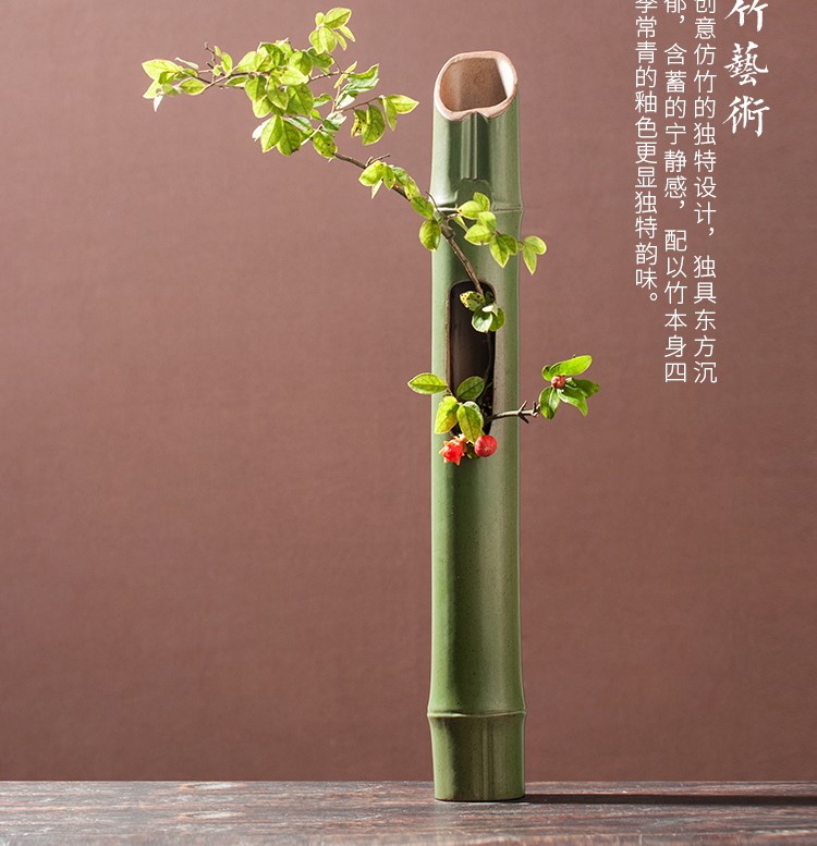 創(chuàng)意仿竹壁掛花器花藝，禪意中式插花