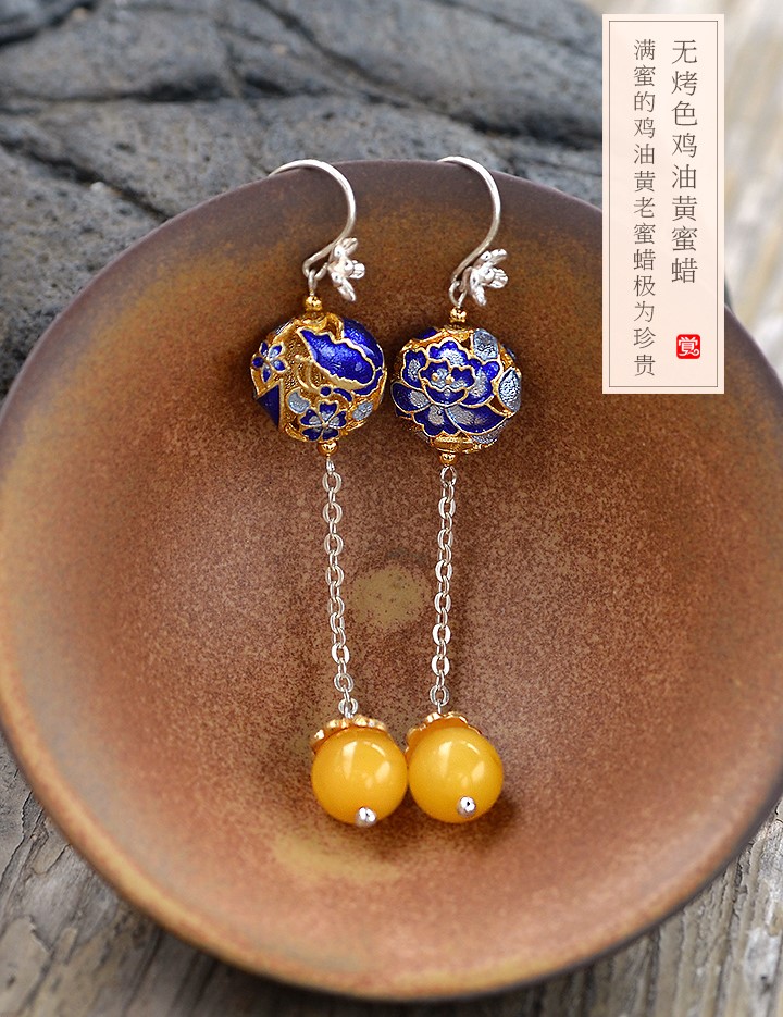 游園驚夢流金耳飾，銀牡丹長款耳環(huán)首飾