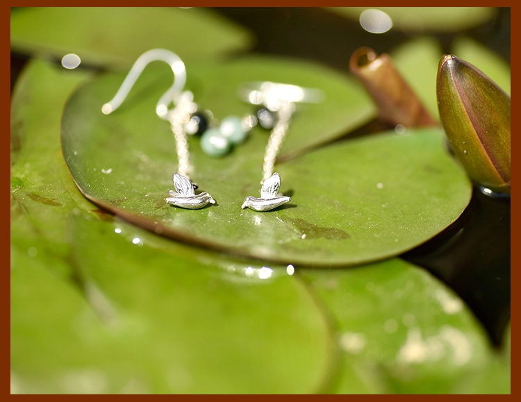 鳥(niǎo)兒吊墜耳飾，天然翡翠長(zhǎng)款耳環(huán)首飾