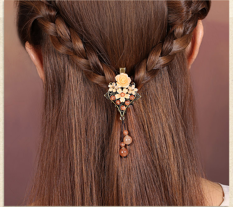 古典民族花朵發(fā)夾，復(fù)古風(fēng)淡雅清新頭飾