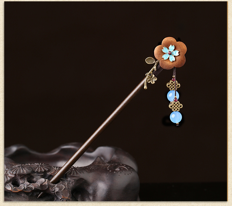 復(fù)古流蘇發(fā)簪步搖，木花民族風(fēng)簪子頭飾