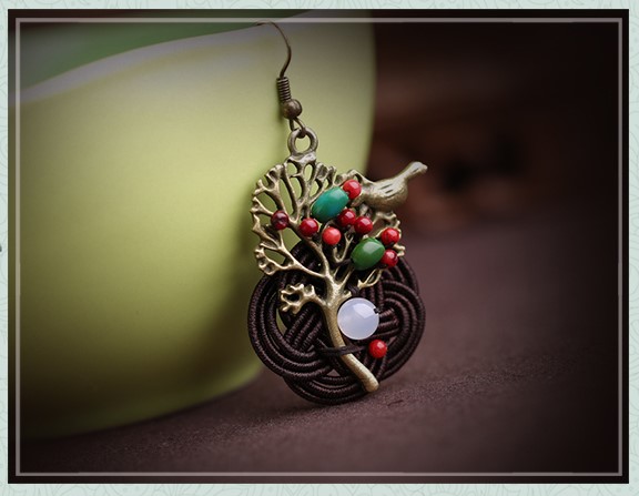 森系古典耳墜耳環(huán)，家佳樂(lè)文學(xué)夸張吊墜耳環(huán)