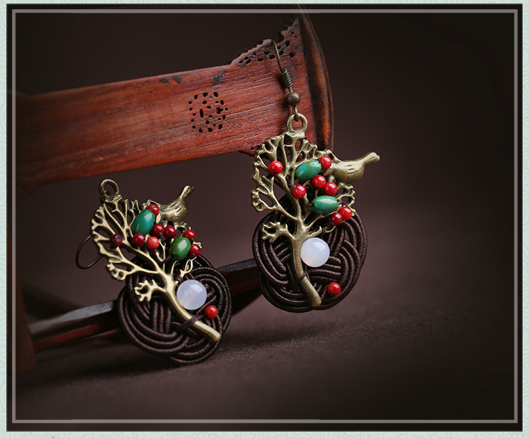 森系古典耳墜耳環(huán)，家佳樂(lè)文學(xué)夸張吊墜耳環(huán)