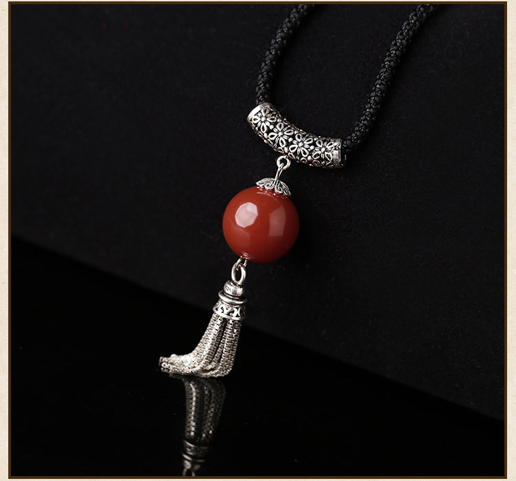 簡約時尚家佳樂文學鏈子，瑪瑙銀流蘇項鏈首飾