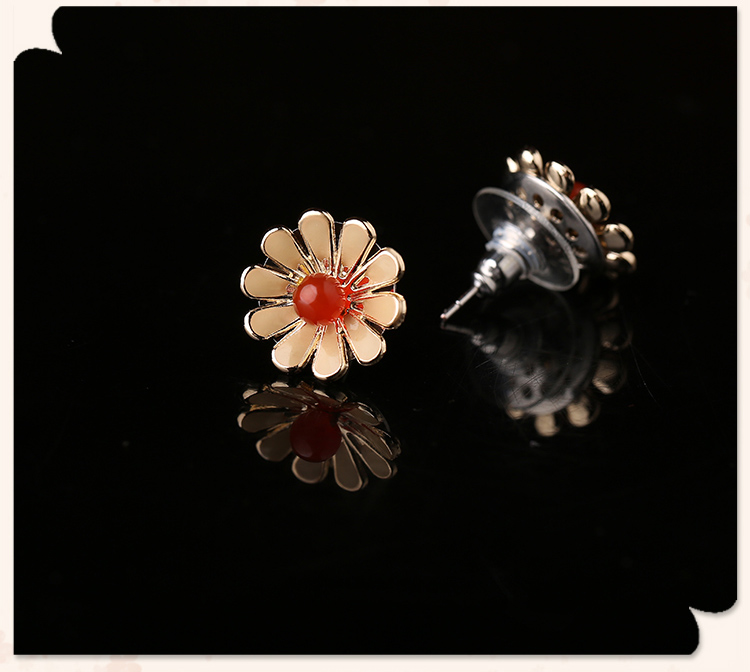 復(fù)古風(fēng)花朵小巧耳釘，簡(jiǎn)約時(shí)尚瑪瑙耳釘首飾