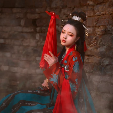 嬌艷紅傘女生頭像，唯美古風真人頭像