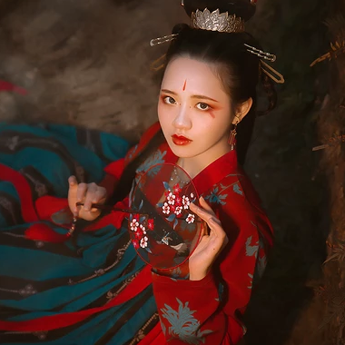 嬌艷紅傘女生頭像，唯美古風真人頭像