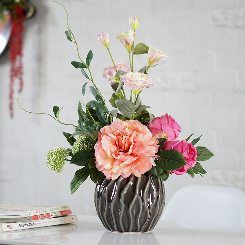 雍容牡丹桔梗插花藝術(shù)，富貴牡丹新中式花藝