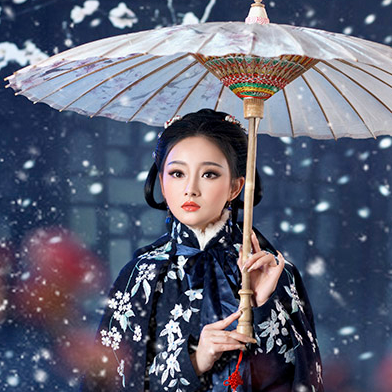 優(yōu)雅賞雪帶傘女生頭像，唯美古風真人頭像