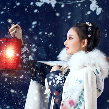 優(yōu)雅賞雪帶傘女生頭像，唯美古風真人頭像