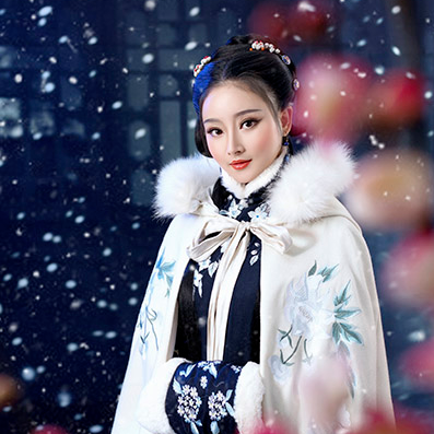 優(yōu)雅賞雪帶傘女生頭像，唯美古風真人頭像