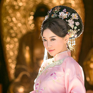 清新桃林妃子帶團(tuán)扇女生頭像，唯美古風(fēng)真人頭