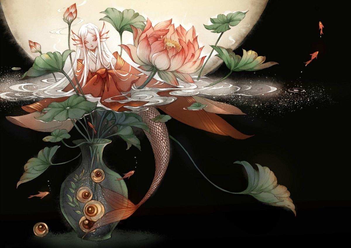 9款古風插畫，半面妝插畫合集欣賞