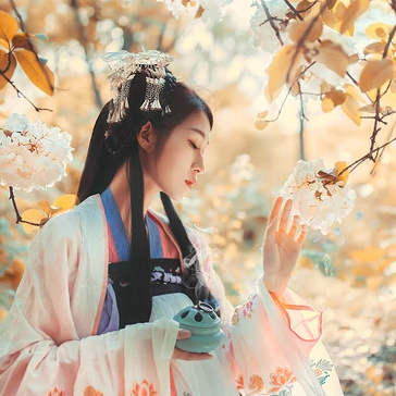 秋意氣質(zhì)帶團(tuán)扇女生頭像，唯美古風(fēng)真人頭像