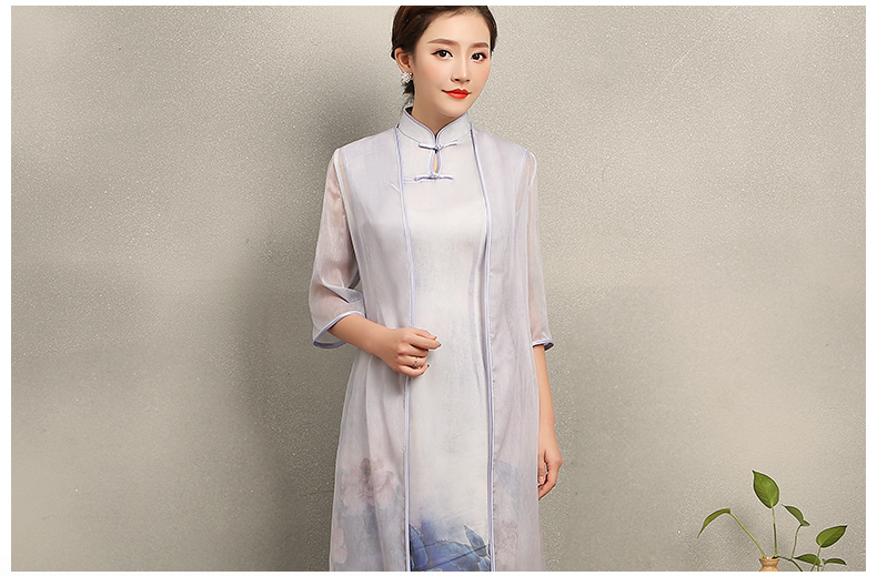 溫婉優(yōu)雅淡紫旗袍，文藝復(fù)古氣息旗袍裙