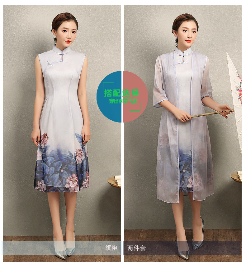 溫婉優(yōu)雅淡紫旗袍，文藝復(fù)古氣息旗袍裙