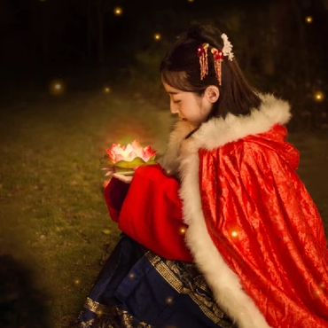 月色下放蓮花女生頭像，唯美古風(fēng)真人頭像