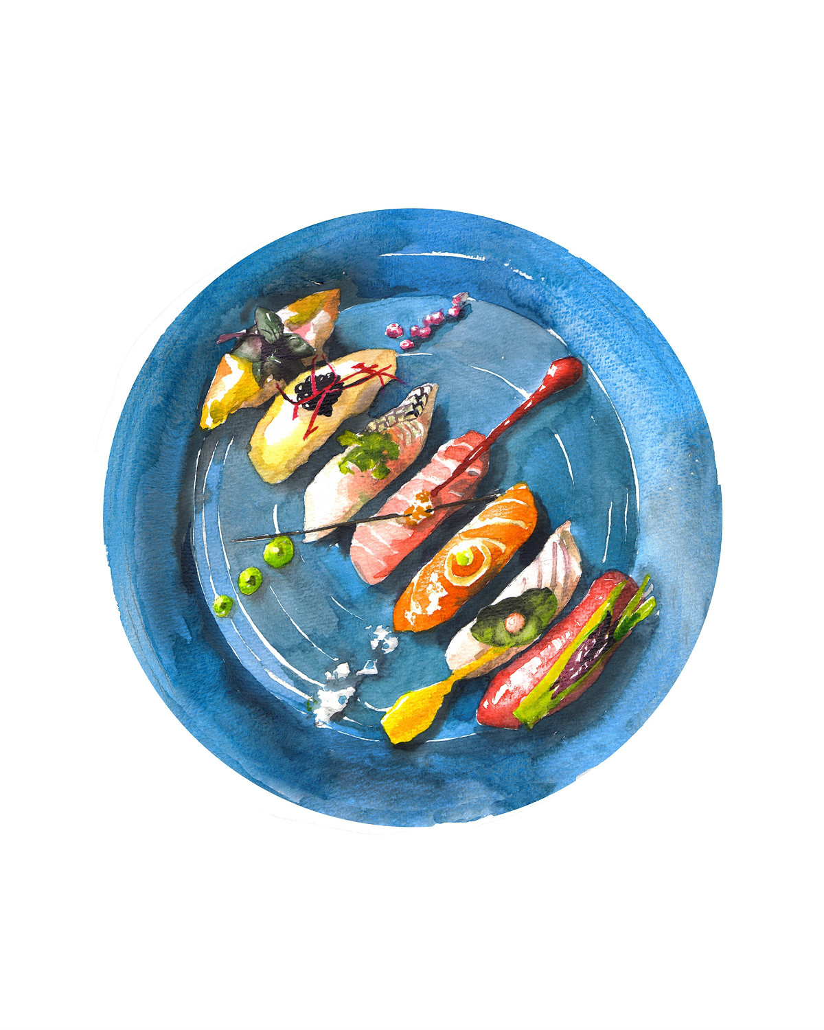 精致逼真的食物水彩插畫，淡雅手繪插畫圖片