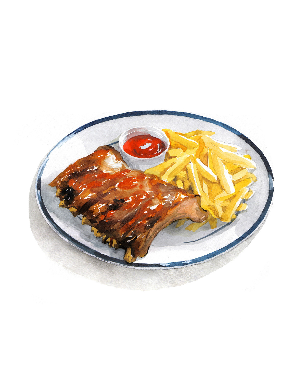 精致逼真的食物水彩插畫，淡雅手繪插畫圖片