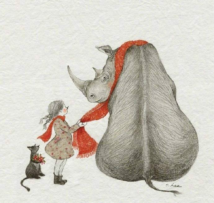 下雪了靜靜賞雪·手繪彩鉛插畫欣賞