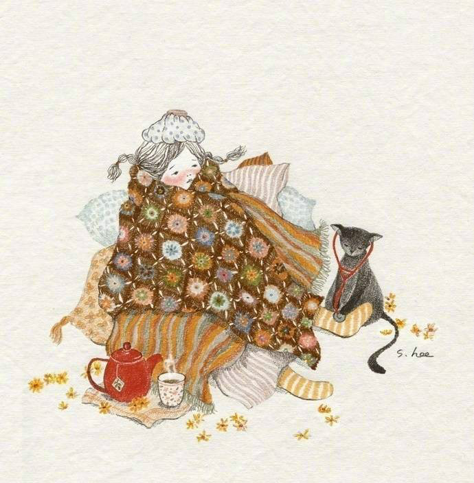 下雪了靜靜賞雪·手繪彩鉛插畫欣賞