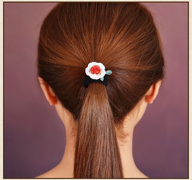 和顏悅色發(fā)圈，復(fù)古玫瑰花朵發(fā)圈頭飾